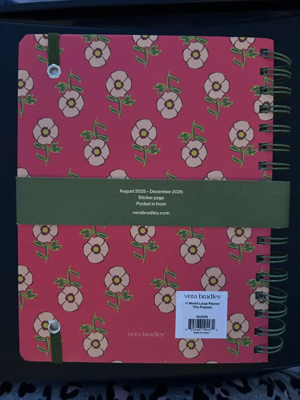 Vera Bradley 2026 Large 17-Month Planner in the Tiny Poppies Pattern